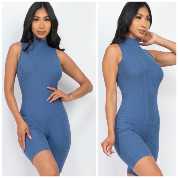 🆕Sleeveless mock neckline romper - Picture 6 of 9